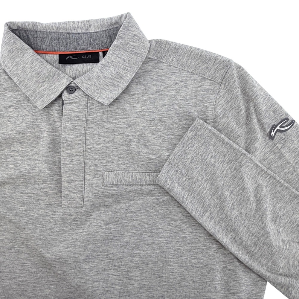 NEW KJUS Inverness Polo Mens EU 50 Grey Long Sleeve Technical Golf Shirt K00292